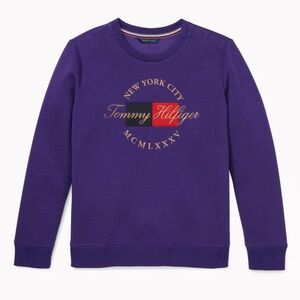 Tommy Hilfiger New York City Purple Women's Logo Sweatshirt Crewneck Size Large